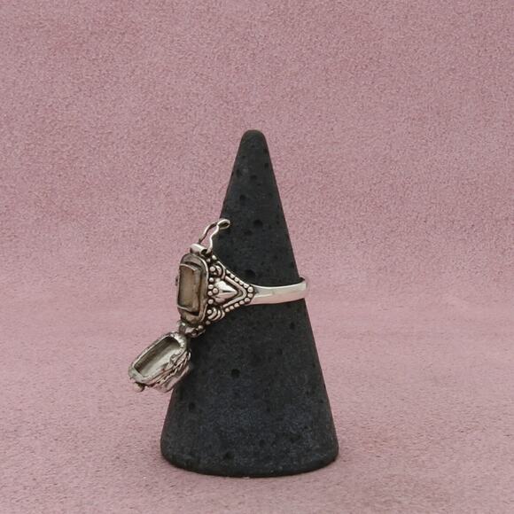 sterling silver vintage braided amethyst poison locket ring size 5.5 - Picture 2 of 3